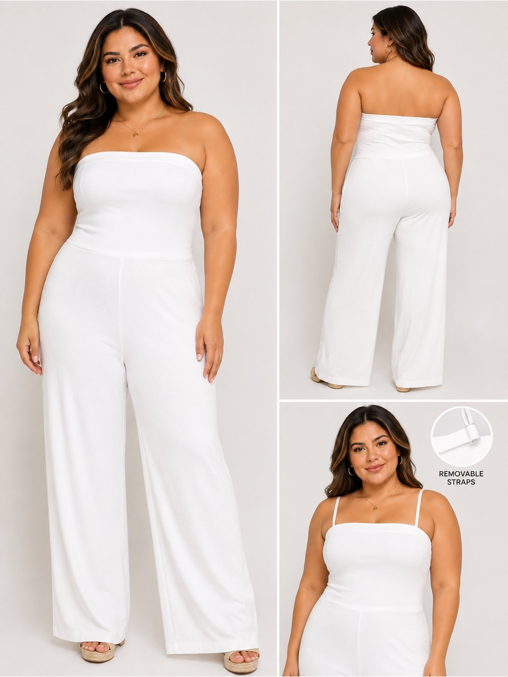wild fable White Strapless Wide-Leg Jumpsuit